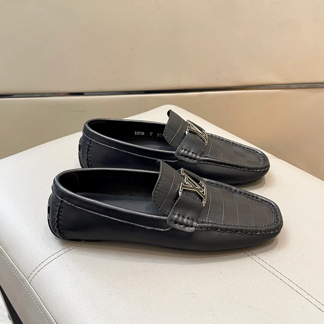 Factory price: 460💰LV men's beanie shoes 2025 official website synchronization <market top version> cowhide pressed grid ➕ black cow lining original packaging. Size 38-45